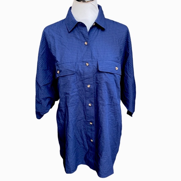 Everlane The Cotton Tourist Shirt Plaid Button Down Navy Blue Size Small - Picture 1 of 9